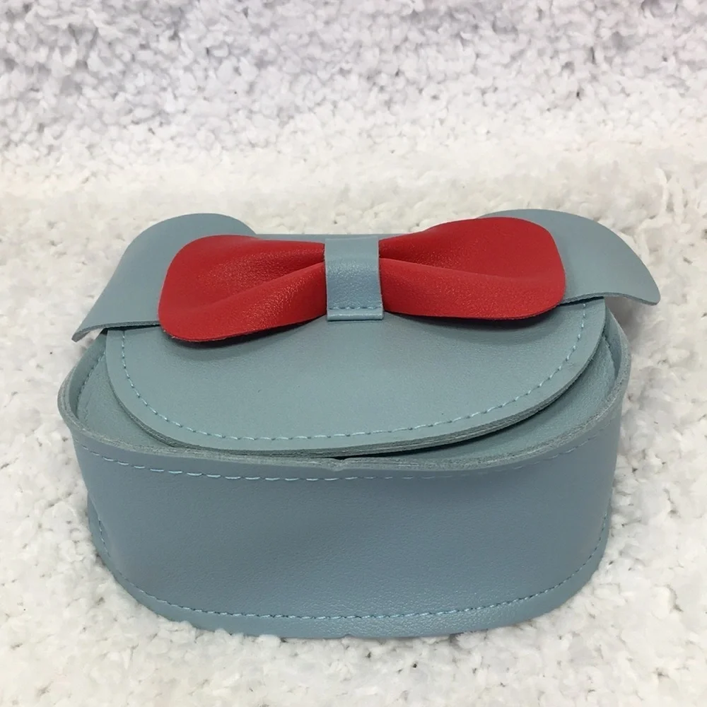 MINI Leather Blue Purse with Red Bow - Picture 2 of 5